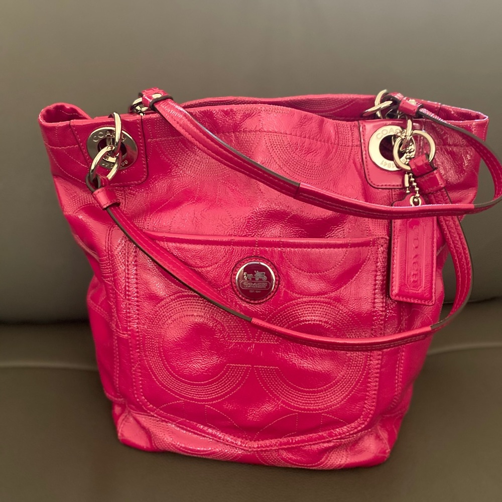 Coach patent leather tote bag